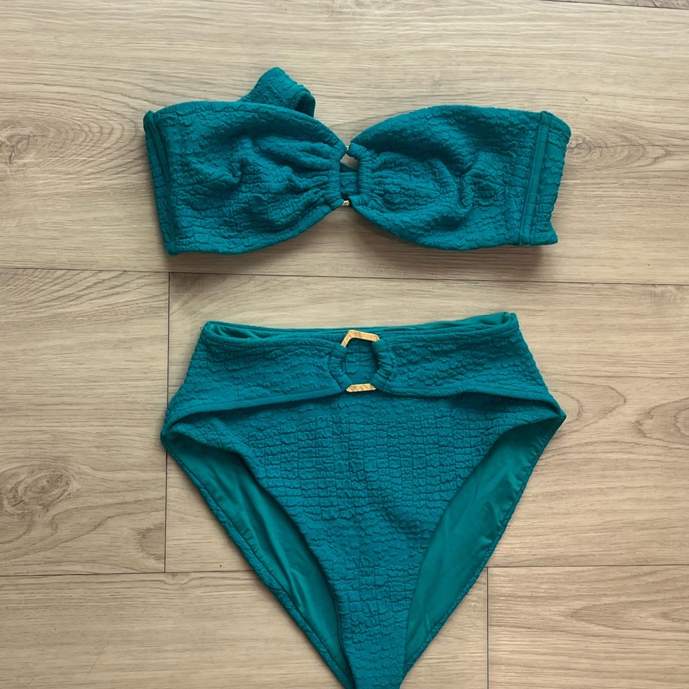 Teal Textured Bikini Set